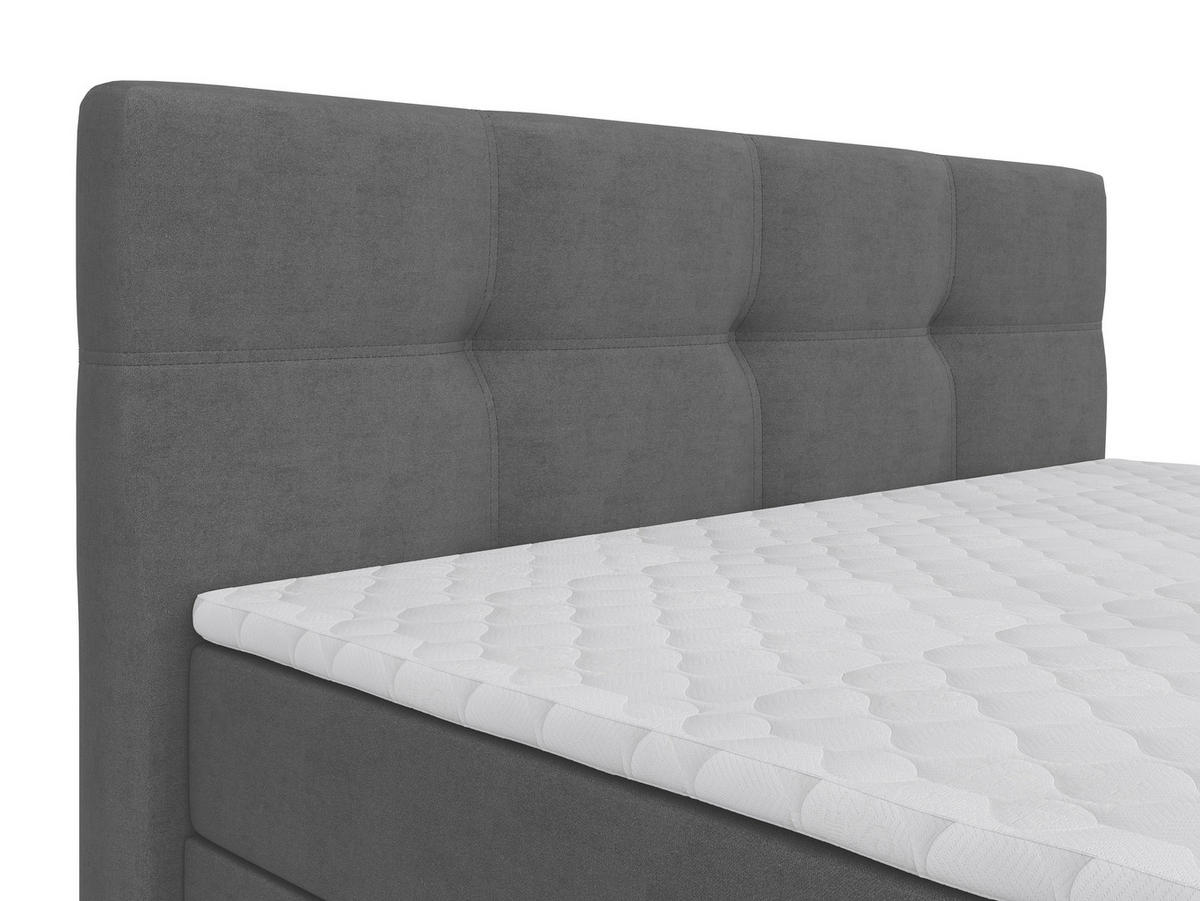 BOXBETT 180/200 cm,  in Grau, gepolstertes Kopfteil, Bettkasten, Topper, Matratzen, Wendematratze mit unterschiedlichen Härtegraden, H2 + H3 = mittel + fest  - Schwarz/Grau, Basics, Kunststoff/Textil (180/200cm) - Chameo