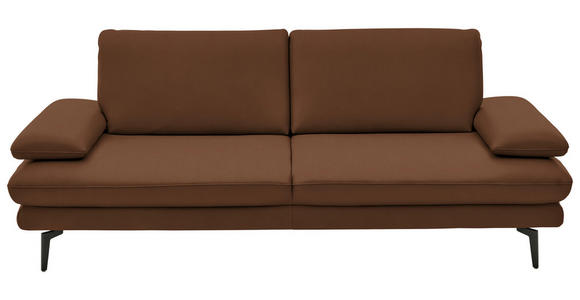 3-SITZER-SOFA in Leder Hellbraun - Hellbraun/Schwarz, Design, Leder/Metall (222/86/104cm) - Dieter Knoll