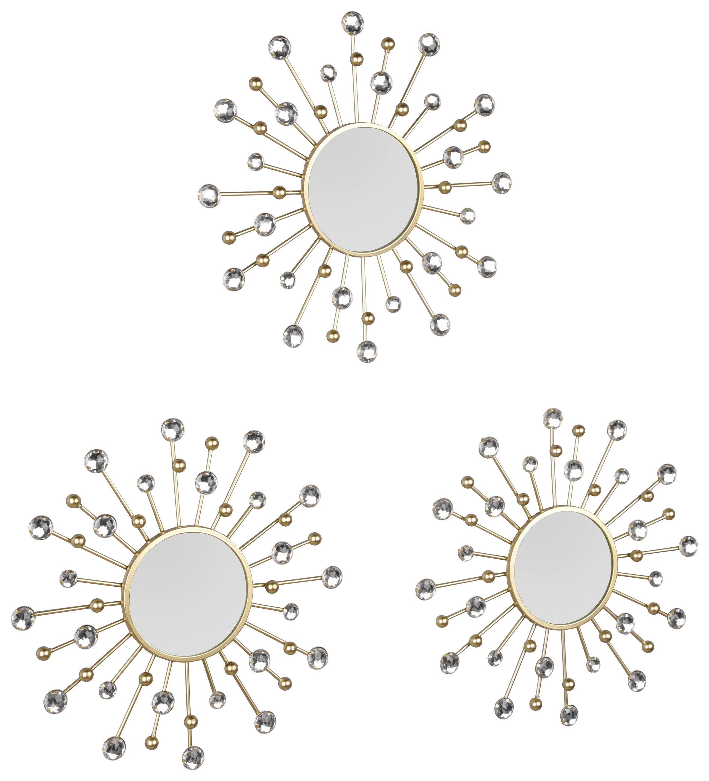 SPIEGELSET 25,5/25,5/25,5 cm    in  - Goldfarben, MODERN, Glas/Metall (25,5/25,5/25,5cm)