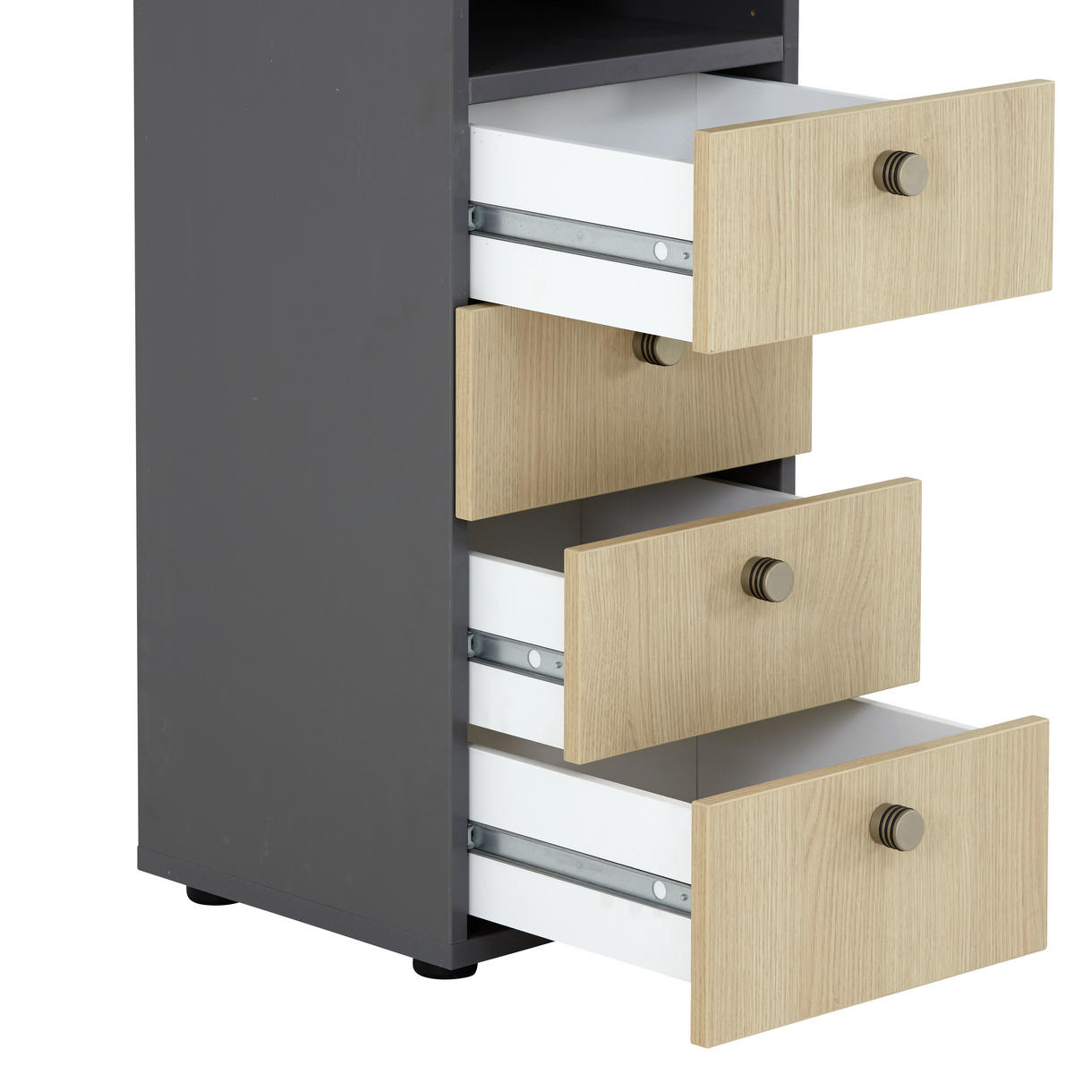 REGAL Graphitfarben, Eichefarben  - Eichefarben/Alufarben, KONVENTIONELL, Holzwerkstoff/Metall (40/215,6/42cm) - Venda