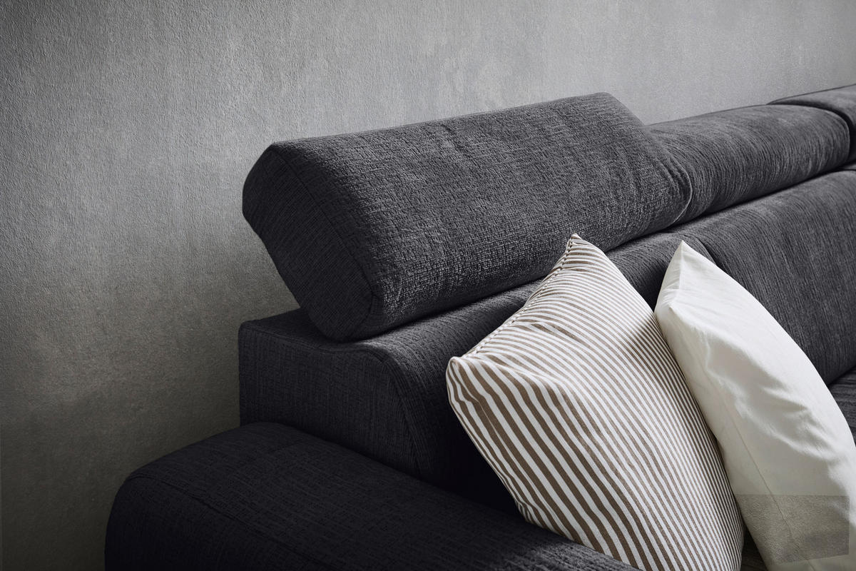 ECKSOFA inkl. Funktionen Graphitfarben Samt  - Graphitfarben/Bronzefarben, Design, Holz/Textil (261/206cm) - Venda