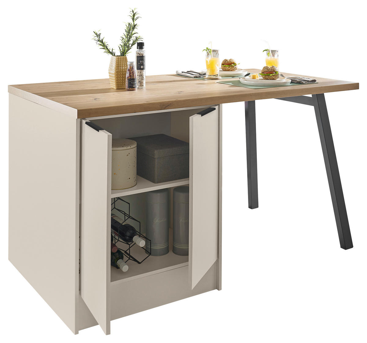 KUHINJSKI OTOK - kašmir/črna, Basics, kovina/leseni material (150/91/90cm) - Xora