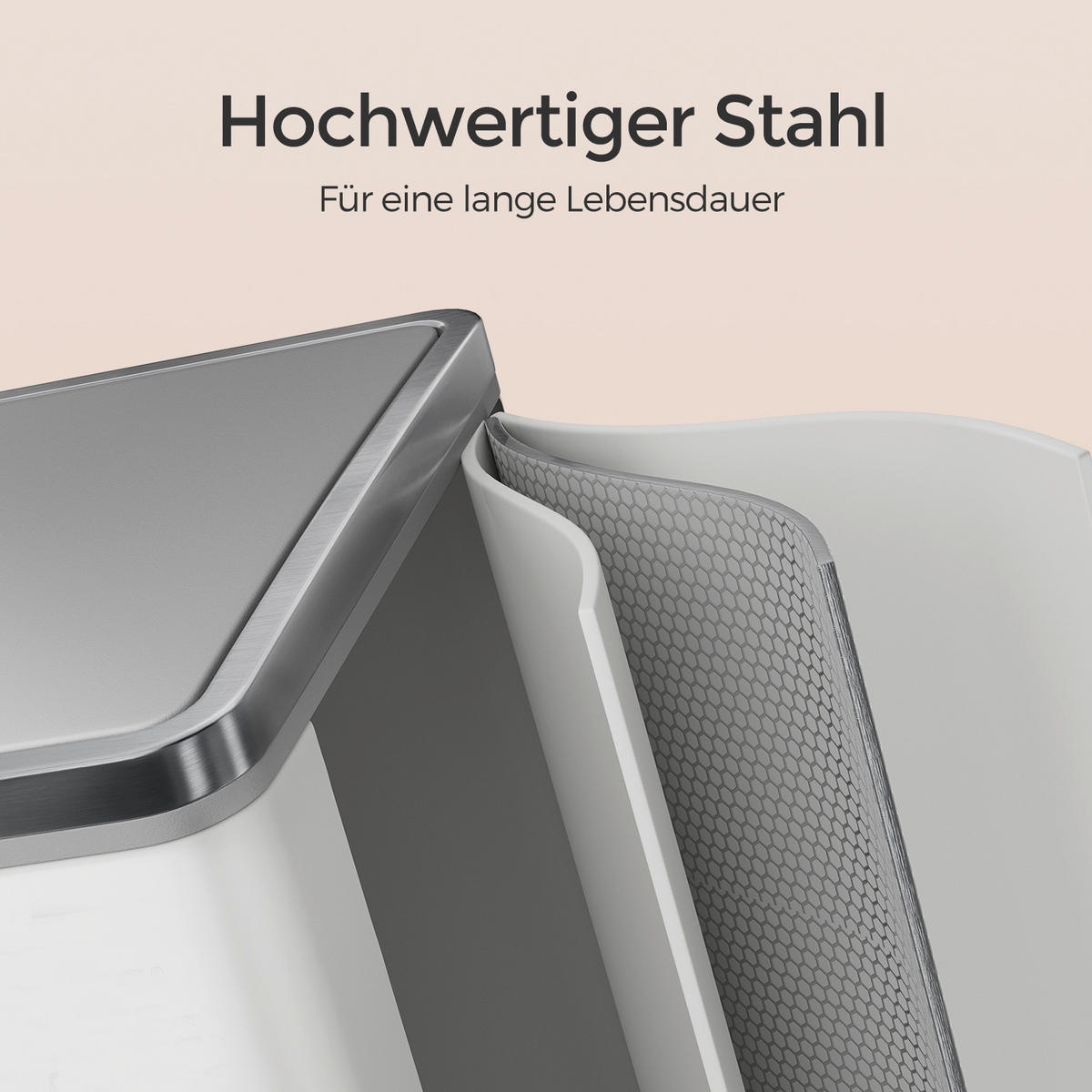 KOŠ NA ODPADKY  60 l - bílá/černá, Basics, kov/plast (58,5/65/32cm)