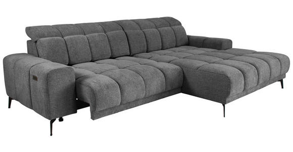 ECKSOFA inkl.Funktionen Anthrazit Chenille  - Anthrazit/Schwarz, MODERN, Textil/Metall (300/195cm) - Xora