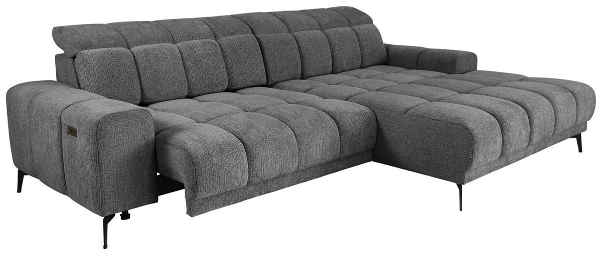 ECKSOFA inkl.Funktionen Anthrazit Chenille  - Anthrazit/Schwarz, MODERN, Textil/Metall (300/195cm) - Xora