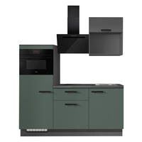 KÜCHENBLOCK 180 cm   in Graphitfarben, Dunkelgrün  - Dunkelgrün/Schieferfarben, Basics, Holzwerkstoff/Metall (180cm) - Impuls
