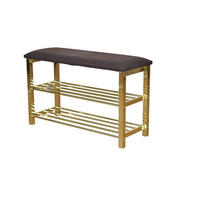 SCHUHBANK  in 80/50/30 cm  - Messingfarben/Braun, Design, Textil/Metall (80/50/30cm) - MID.YOU