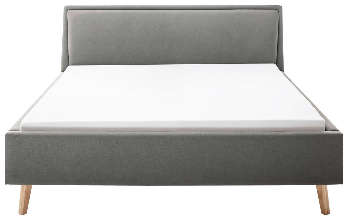 POLSTERBETT 160/200 cm,  in Hellgrau,  - Eichefarben/Hellgrau, KONVENTIONELL, Holz/Textil (160/200cm) - Livetastic
