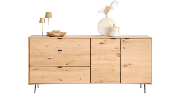 SIDEBOARD Eichefarben 182,6/83,1/42 cm - Eichefarben/Schwarz, Natur, Holz/Holzwerkstoff (182,6/83,1/42cm) - Cantus