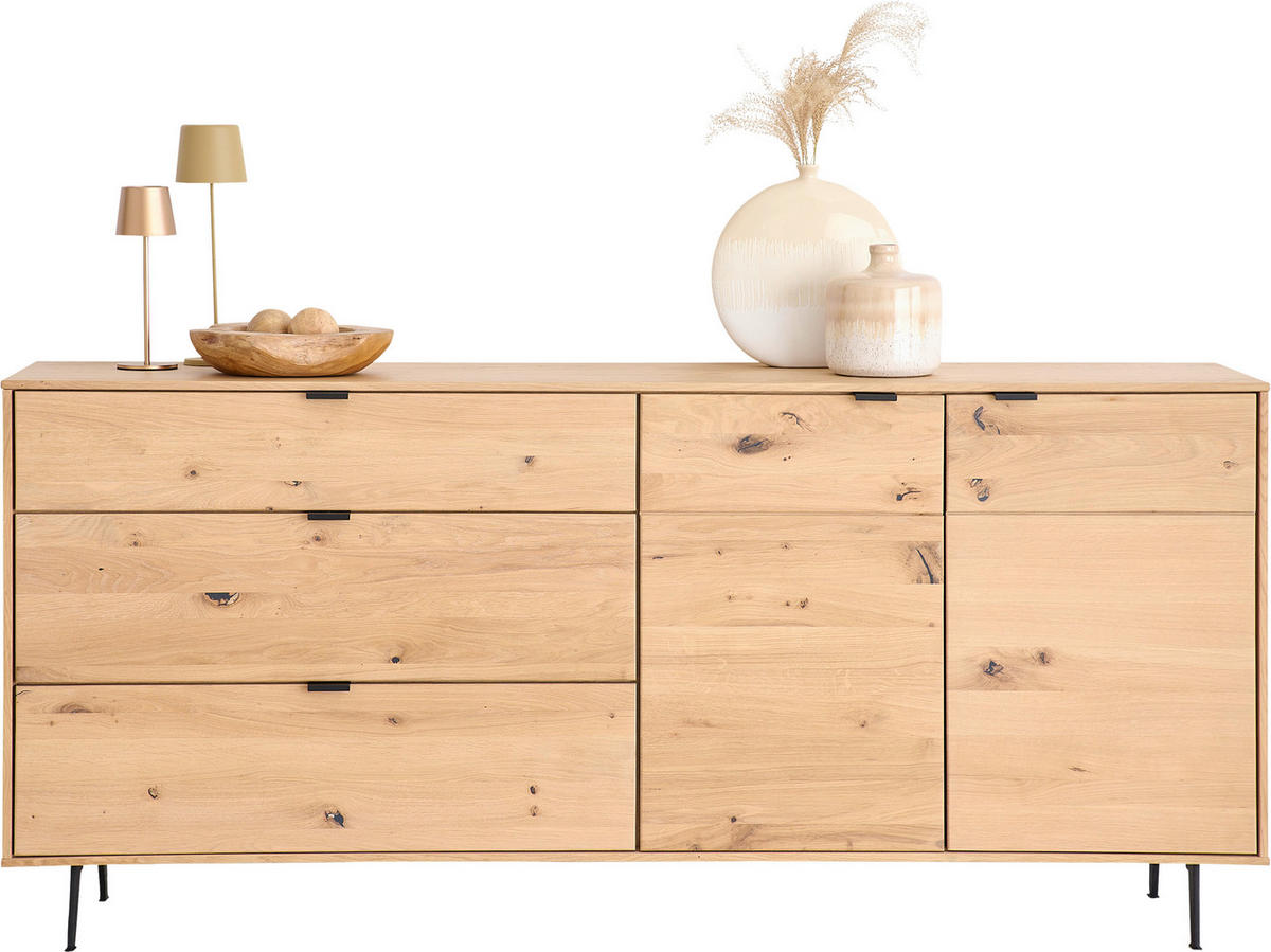 SIDEBOARD Eichefarben  182,6/83,1/42 cm  - Eichefarben/Schwarz, Natur, Holz/Holzwerkstoff (182,6/83,1/42cm) - Cantus