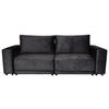 BIGSOFA in Velours Anthrazit  - Anthrazit/Schwarz, Design, Kunststoff/Textil (256/88/120cm) - home24