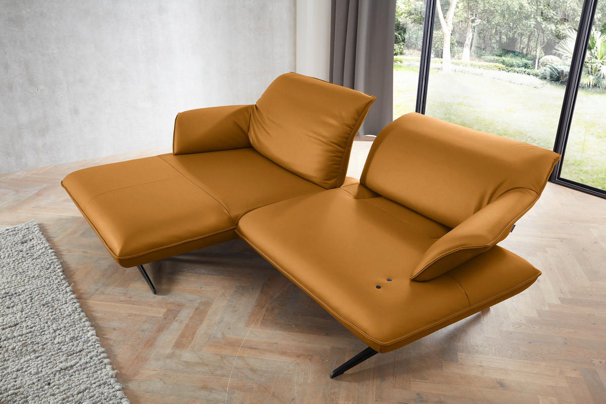ECKSOFA in Echtleder Goldfarben  - Beige/Goldfarben, Design, Leder/Metall (169/252cm) - Koinor