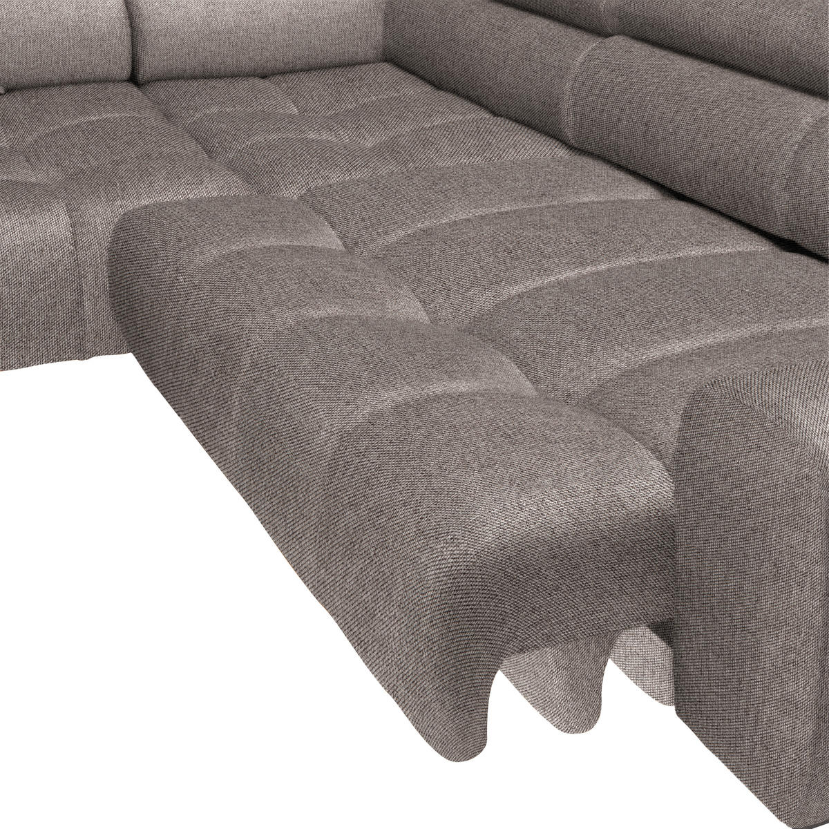 ECKSOFA in Webstoff Greige  - Greige/Schwarz, Design, Textil/Metall (177/270cm) - Welnova
