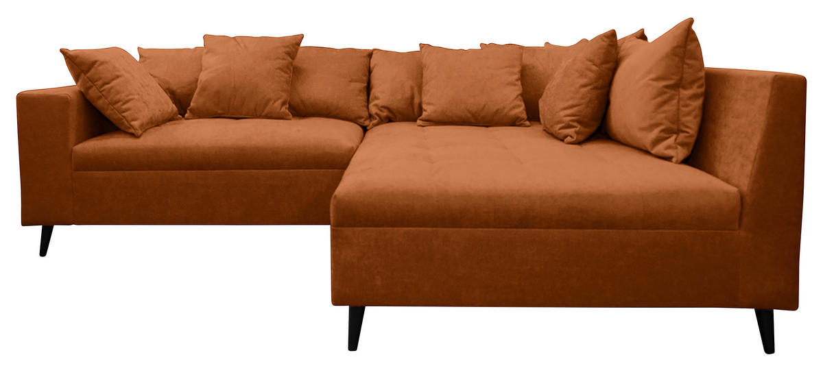 Ecksofa inkl. Hocker tekstil  boje hrđe   - boje hrđe/crna, Design, tekstil/drvo (247/174cm) - MID.YOU