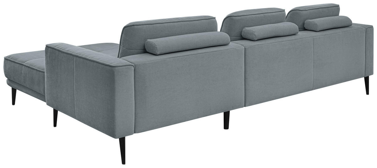 ECKSOFA Blaugrau Flachgewebe  - Blaugrau/Schwarz, KONVENTIONELL, Textil/Metall (279/193cm) - SetOne by Musterring