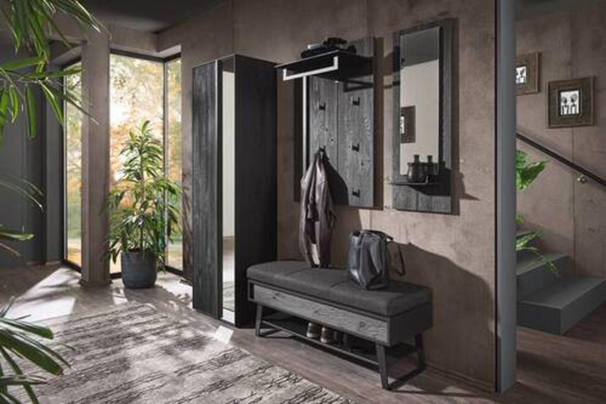 GARDEROBE 4-teilig  in 201/196/41 cm  - Anthrazit, Design, Glas/Holz (201/196/41cm) - Johann Jakob