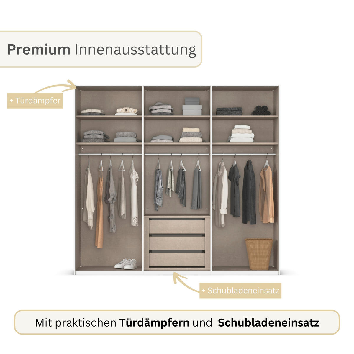SCHWEBETÜRENSCHRANK 242/223/69 cm,  in Graphitfarben, Alufarben, 3 Tür(en)  - Alufarben/Graphitfarben, Basics, Holzwerkstoff/Metall (242/223/69cm) - Rauch Möbel