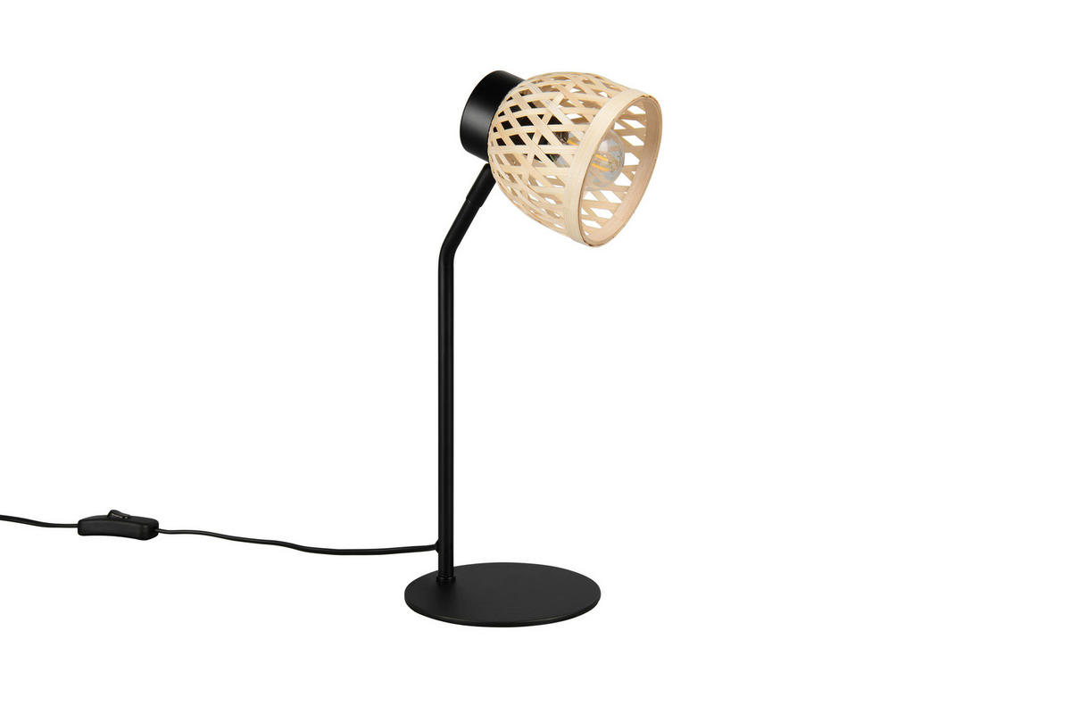 TISCHLEUCHTE - Schwarz/Naturfarben, Natur, Naturmaterialien/Metall (20/36/14cm)