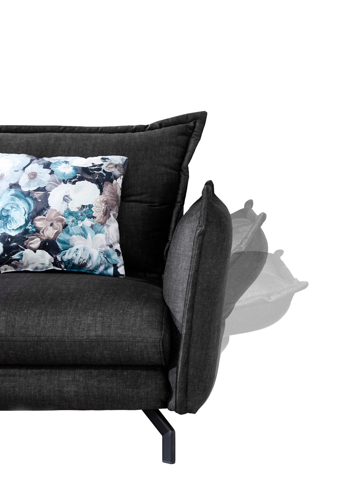 ECKSOFA in Velours Anthrazit  - Türkis/Anthrazit, Modern, Textil/Metall (180/255cm) - Livetastic