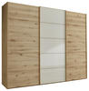 SCHWEBETÜRENSCHRANK 250/236/67 cm 3-türig  - Eiche Bianco/Champagner, Natur, Glas/Holz (250/236/67cm) - Linea Natura