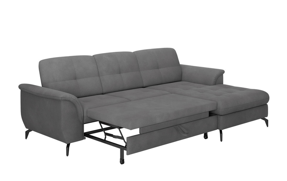ECKSOFA ZORA E Grau Flachgewebe  - Schwarz/Grau, MODERN, Textil/Metall (262/164cm) - Sit & More