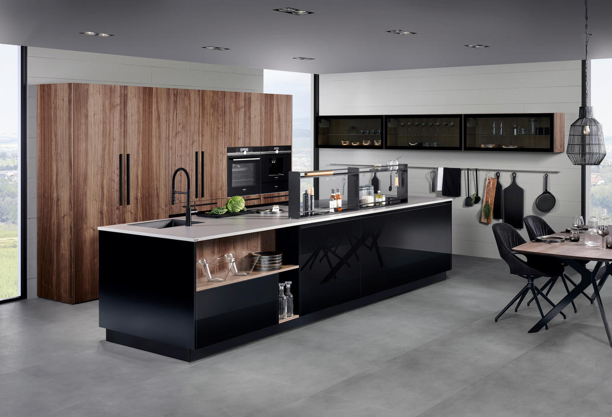 EINBAUKÜCHE   - Schwarz, Basics, Holzwerkstoff - EWE