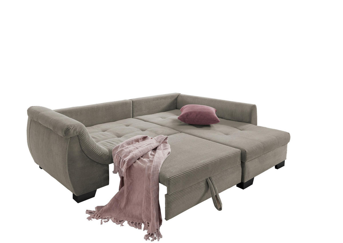 ECKSOFA Graubraun Cord  - Koralle/Graubraun, Design, Holz/Textil (250/190cm) - MID.YOU