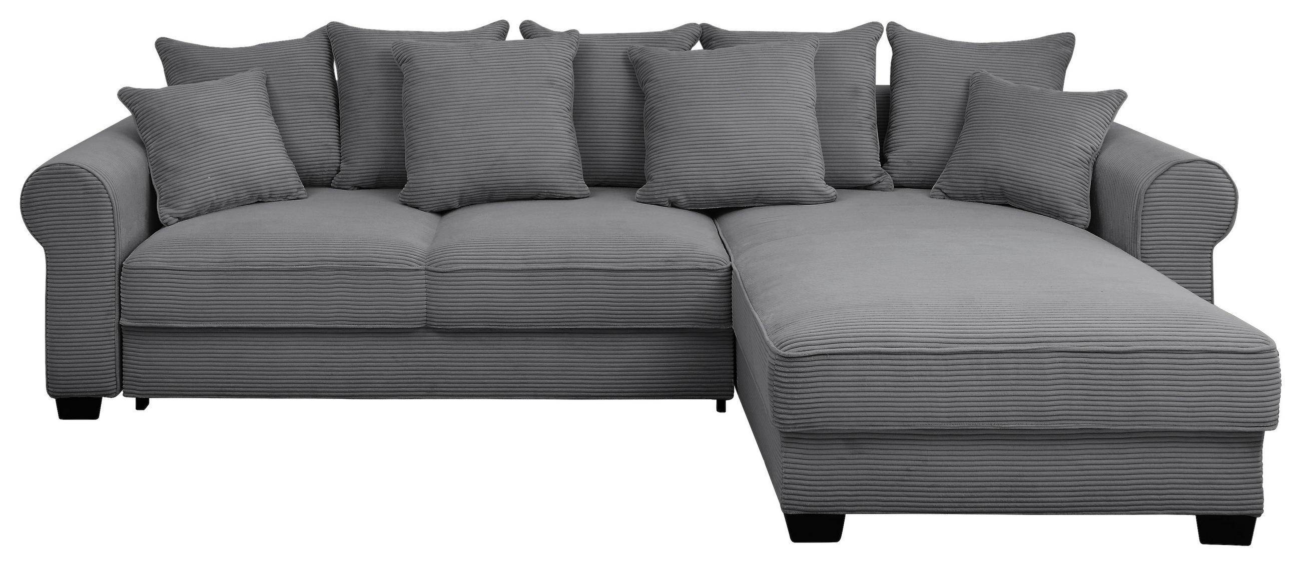 ECKSOFA in Cord Dunkelgrau  - Dunkelgrau/Schwarz, KONVENTIONELL, Kunststoff/Textil (318/197cm) - MID.YOU