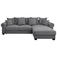 ECKSOFA in Cord Dunkelgrau  - Dunkelgrau/Schwarz, Konventionell, Kunststoff/Textil (318/197cm) - MID.YOU