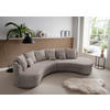 WOHNLANDSCHAFT Graubraun Cord  - Graubraun/Schwarz, Design, Kunststoff/Textil (300/160cm) - Livetastic