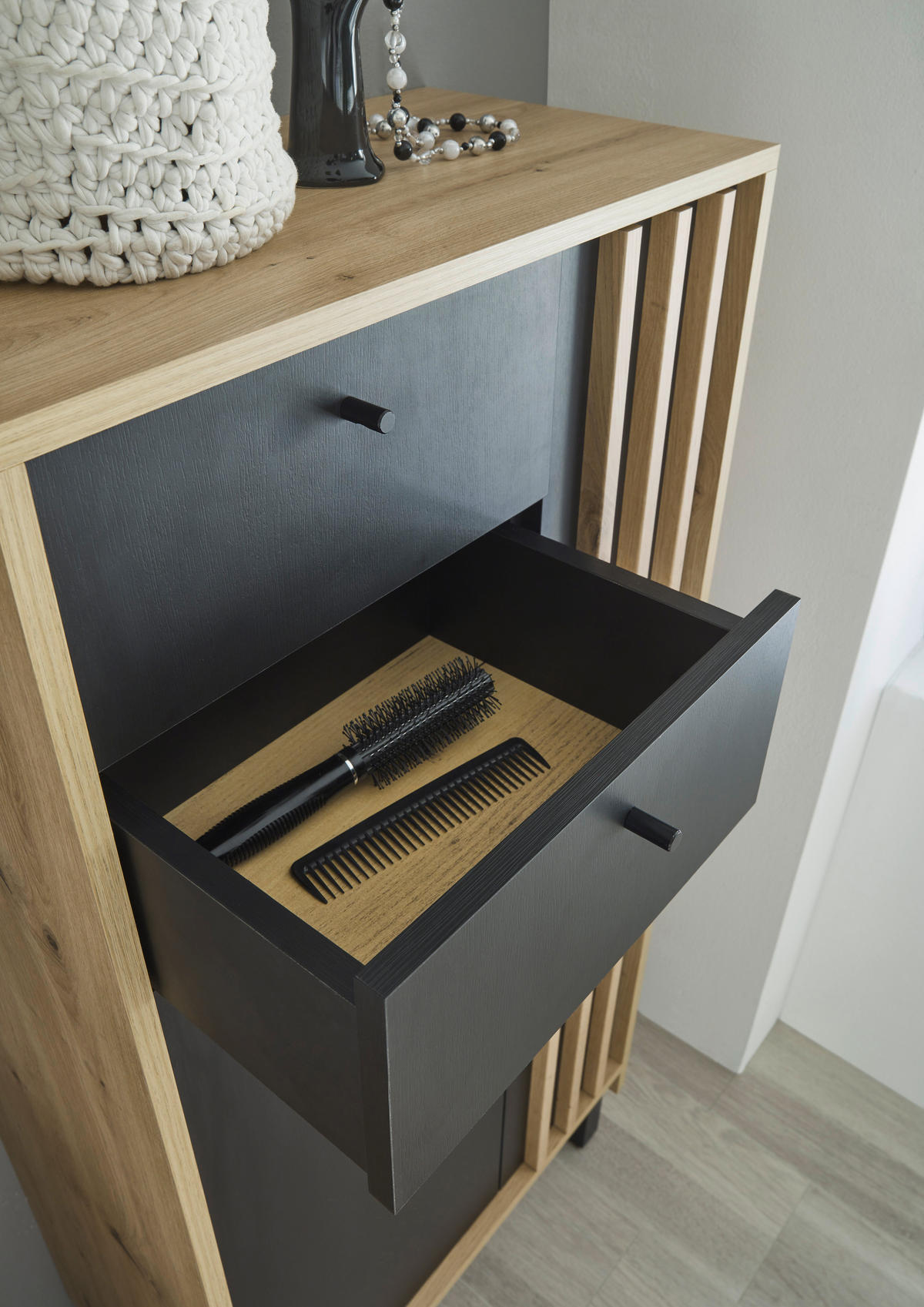 MIDISCHRANK 60/106/32 cm  - Schwarz/Eiche Artisan, Modern, Holzwerkstoff/Kunststoff (60/106/32cm) - MID.YOU