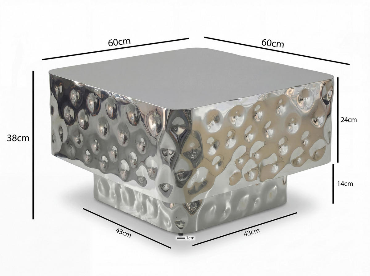 COUCHTISCH in Metall 60/60/38 cm  - Silberfarben, Design, Metall (60/60/38cm) - MID.YOU