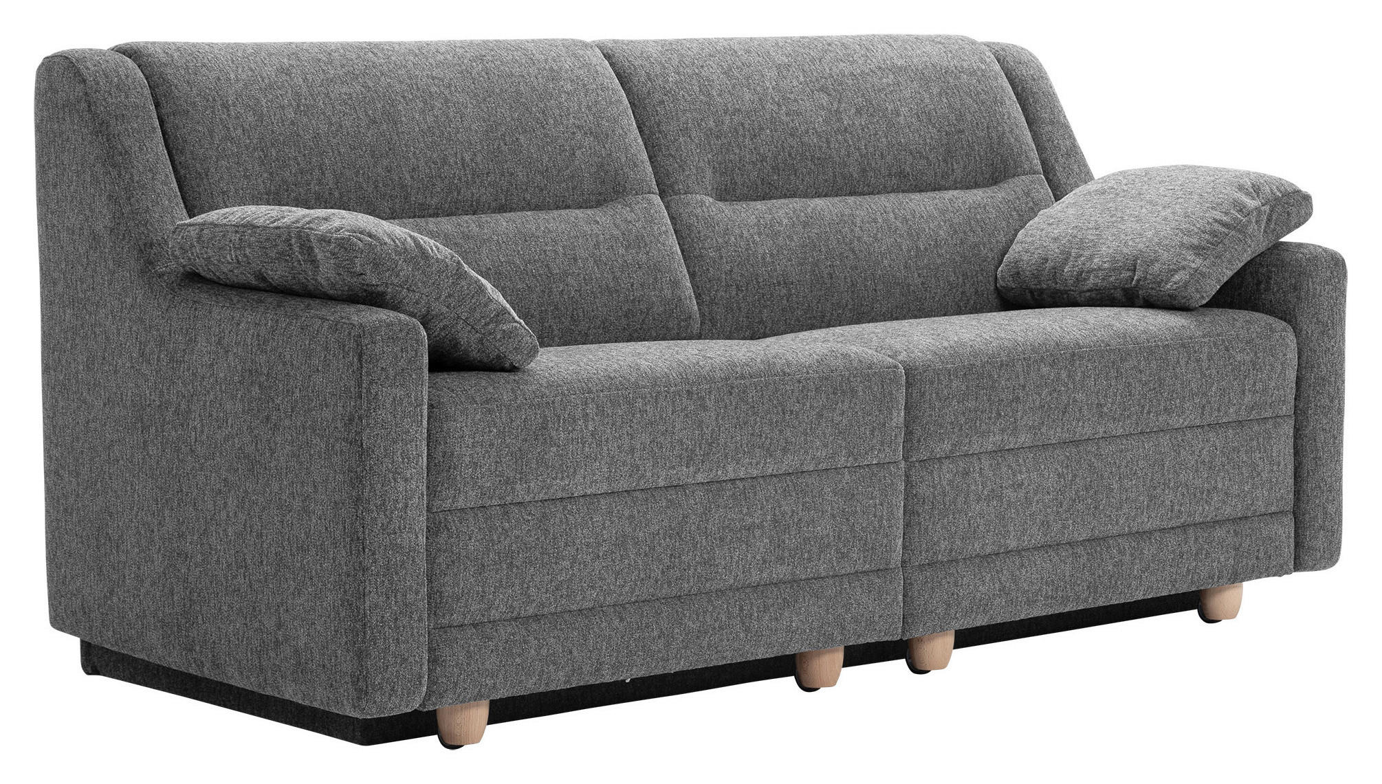 SCHLAFSOFA  mit Typenauswahl, Fußauswahl, Stoffauswahl, Liegefunktion, Sitzqualitäten, Schlafen auf Sitzhöhe, Hocker erhältlich, Rückenfutter Chenille Grau  - Buchefarben/Grau, KONVENTIONELL, Holz/Textil (184/88/91cm) - Sedda