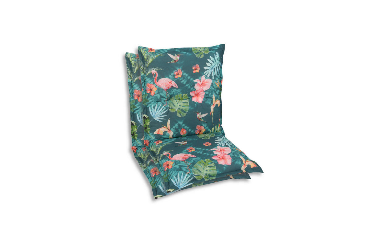 SESSELAUFLAGENSET Flamingo  - Blau/Rosa, Basics, Textil (50/7/100cm)