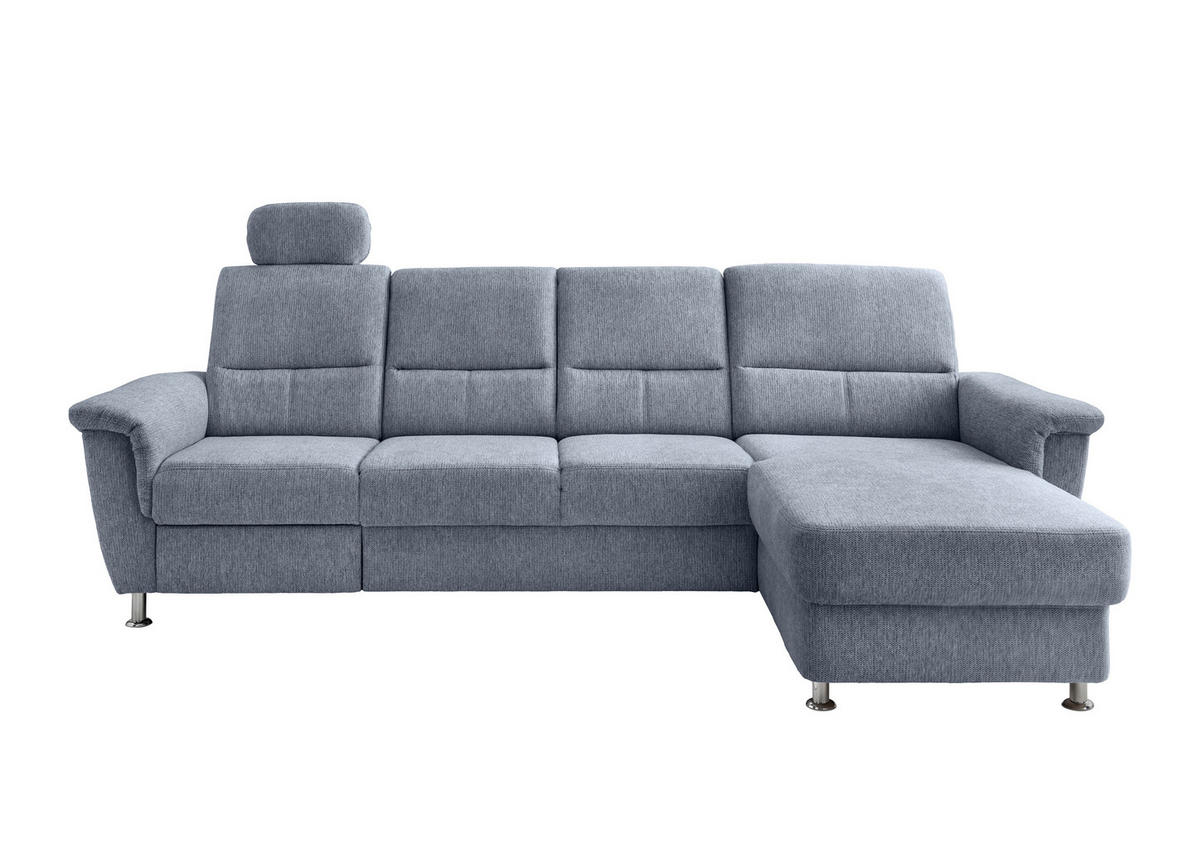 ECKSOFA in Chenille Hellblau  - Chromfarben/Hellblau, Konventionell, Textil/Metall (292/165cm) - Livetastic