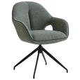 ARMLEHNSTUHL  Sitzfläche 360° drehbar, automatische Rückholfunktion Leinenoptik  - Schwarz/Hellgrün, Design, Textil/Metall (62/85/64cm) - Novel