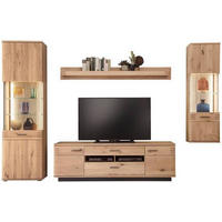 WOHNWAND  305/208/50 cm  in Eichefarben  - Eichefarben/Anthrazit, Design, Glas/Holz (305/208/50cm) - Livetastic