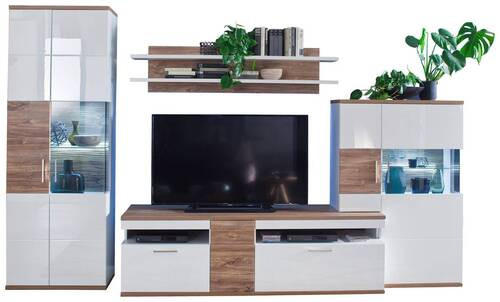 HYLLKOMBINATION i vit, ekfärgad 320/199/50 cm - vit/nickelfärgad, Design, metall/trämaterial (320/199/50cm) - Livetastic