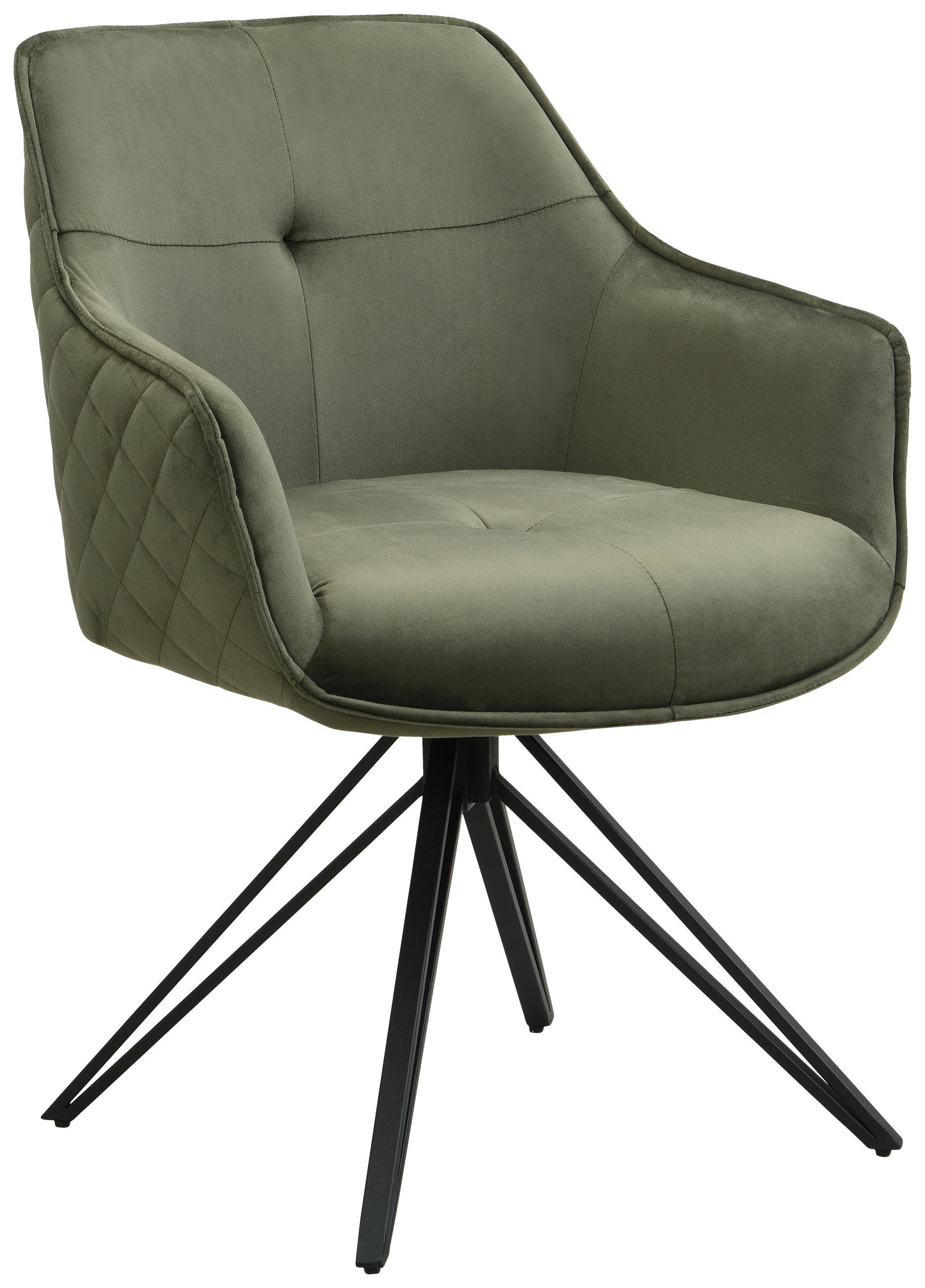 STOLICA S NASLONOM ZA RUKE  zelena, crna  metal, tekstil      - zelena/crna, Moderno, metal/tekstil (57/82/61cm) - Livetastic