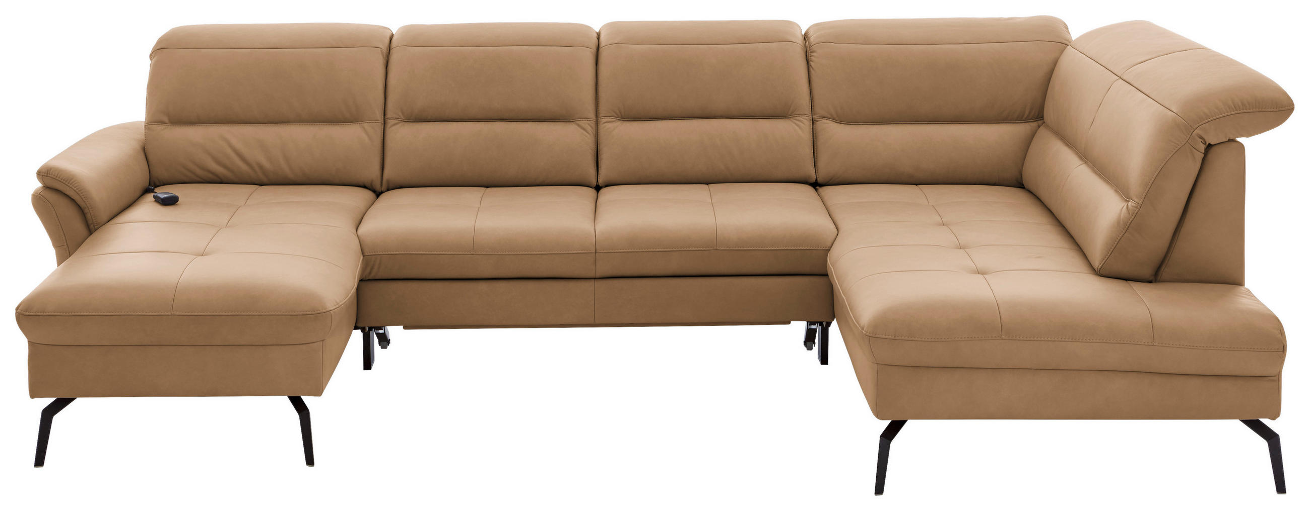 WOHNLANDSCHAFT  in Echtleder Dunkelgelb  - Dunkelgelb/Schwarz, Design, Leder/Metall (181/336/206cm) - Beldomo Speed