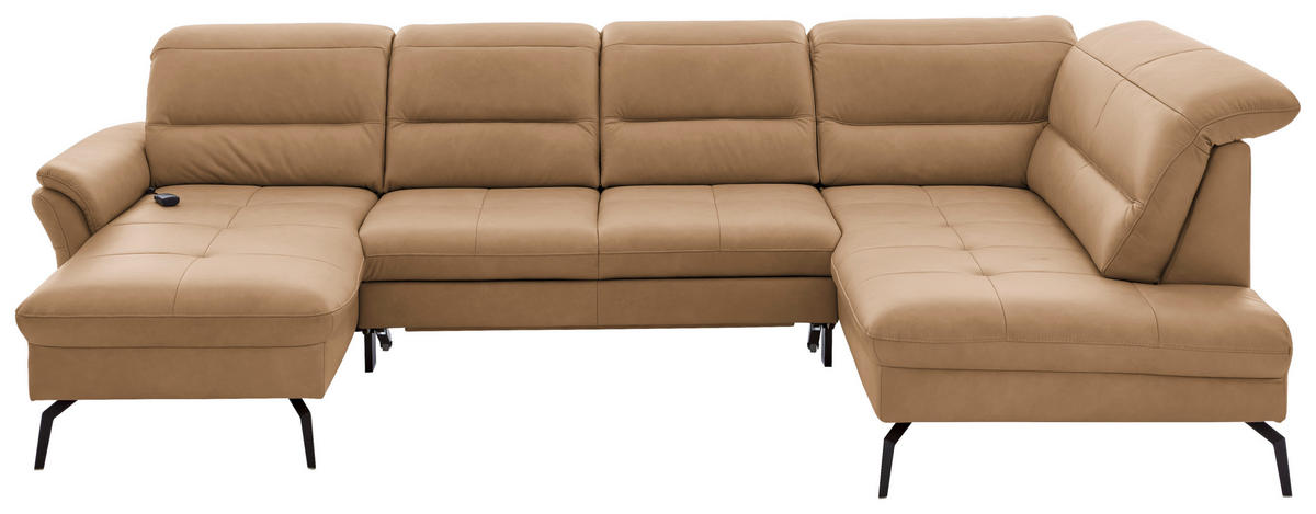 SOFFA i äkta läder mörkgul  - mörkgul/svart, Design, metall/läder (181/336/206cm) - Beldomo Premium