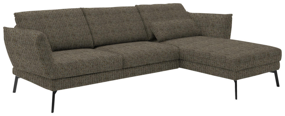 ECKSOFA in Flachgewebe Braun  277/175 cm  - Schwarz/Braun, Design, Textil/Metall (277/175cm) - Schöner Wohnen