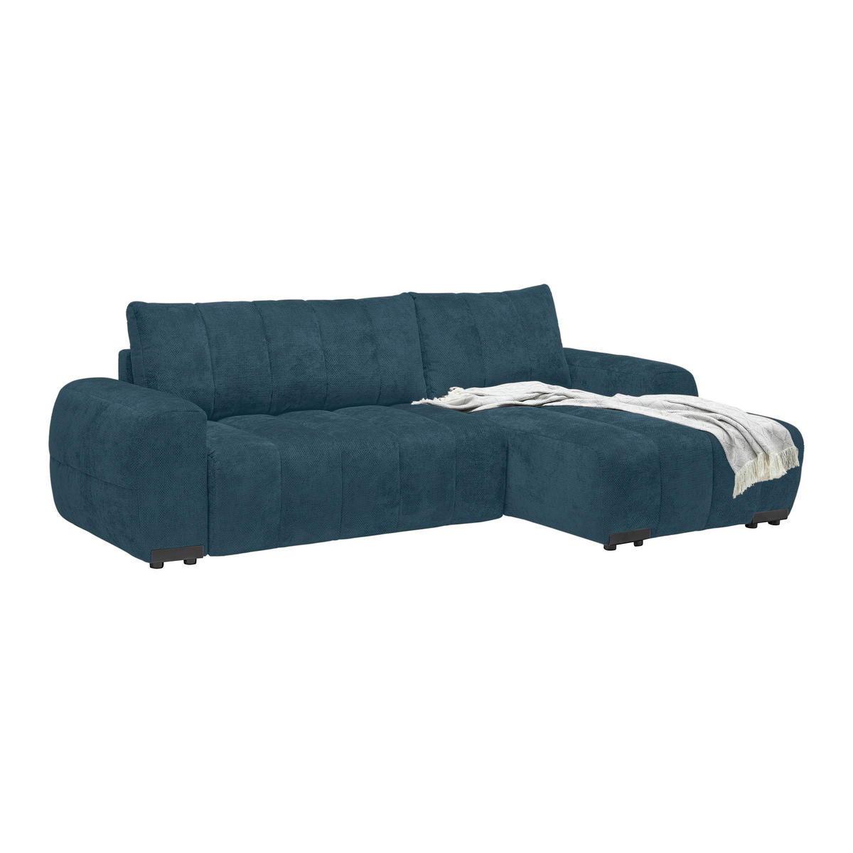 ECKSOFA Flachgewebe Petrol  - Schwarz Hochglanz/Petrol, Modern, Textil/Metall (273/93/166cm) - MID.YOU