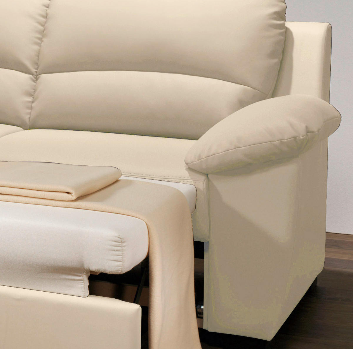 ECKSOFA in Lederlook Beige  - Beige/Schwarz, Konventionell, Kunststoff/Textil (240/45/165cm) - MID.YOU