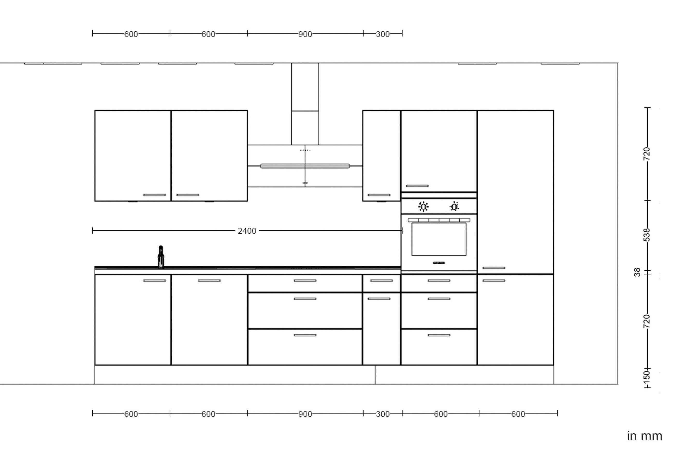 KÜCHENBLOCK 360 cm   in Schieferfarben  - Schieferfarben/Edelstahlfarben, MODERN, Holzwerkstoff/Metall (360cm) - Nobilia