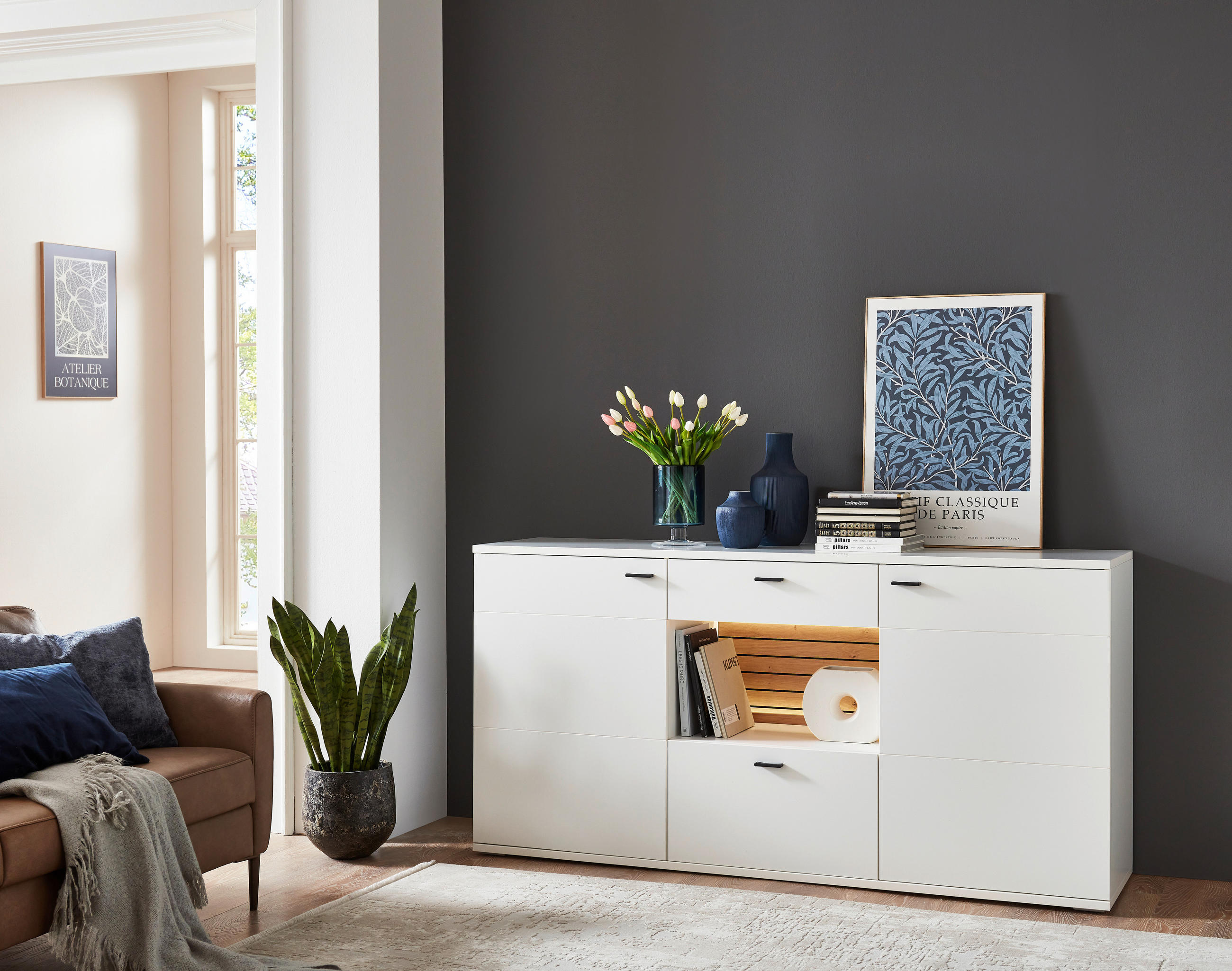 SIDEBOARD  in 179,5/89/44 cm  - Anthrazit/Weiß, Design, Holzwerkstoff/Kunststoff (179,5/89/44cm) - Stylife