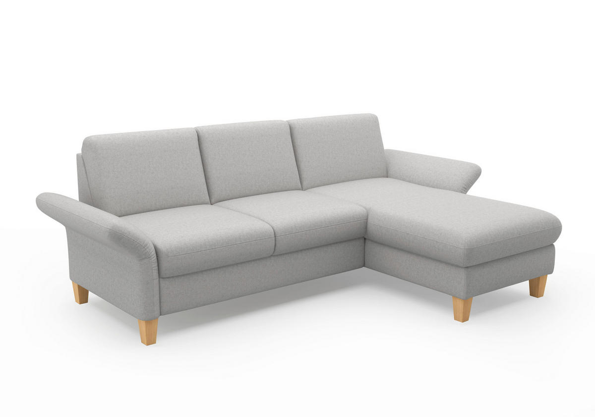 ECKSOFA ROCHELLE E Hellgrau Flachgewebe  - Eichefarben/Hellgrau, KONVENTIONELL, Holz/Textil (251/164cm) - Sit & More