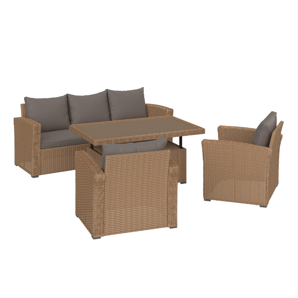 TERASOVÁ SEDACIA SÚPRAVA kov, plast - piesková, Modern, kov/plast (137/88/48/66.5cm) - Ambia Garden