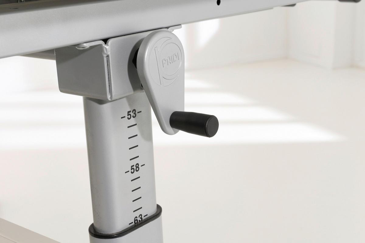 JUGENDSCHREIBTISCH 130/70/53-79 cm  in Silberfarben, Weiss  - Weiss/Silberfarben, Design, Holzwerkstoff/Metall (130/70/53-79cm) - Paidi