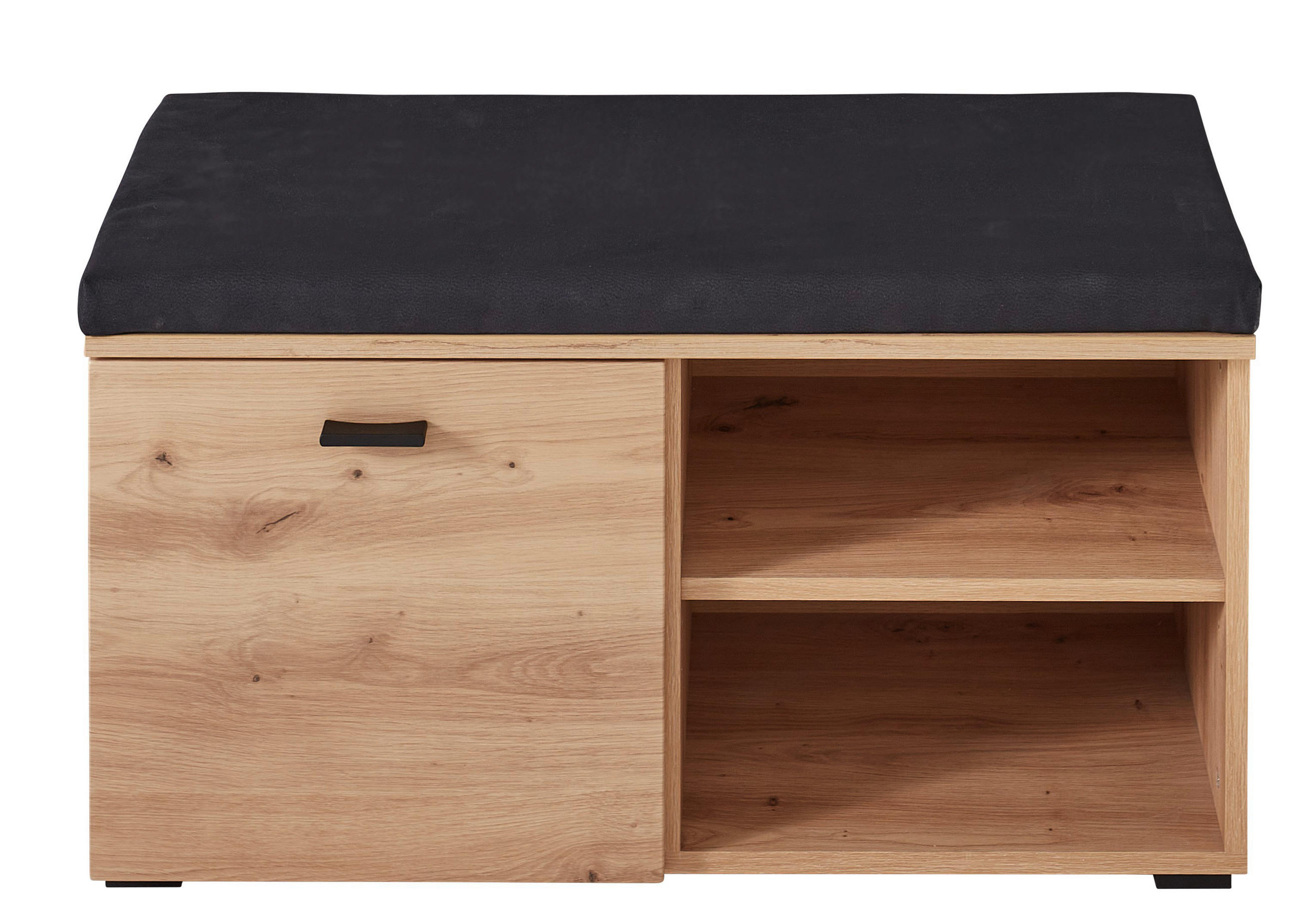 GARDEROBENBANK Eiche Artisan  - Schwarz/Eiche Artisan, Design, Kunststoff/Textil (84/47,2/37,4cm) - Voleo